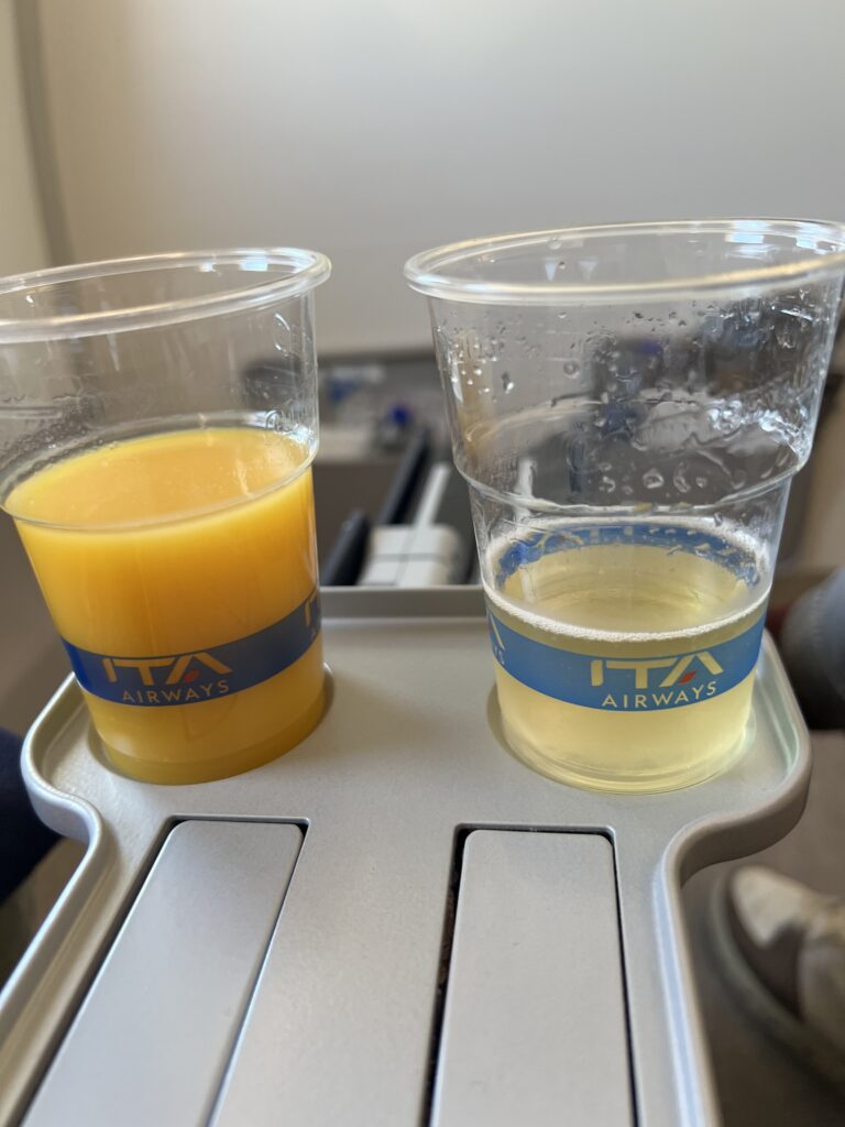 ITA Airways premium economy welcome drink