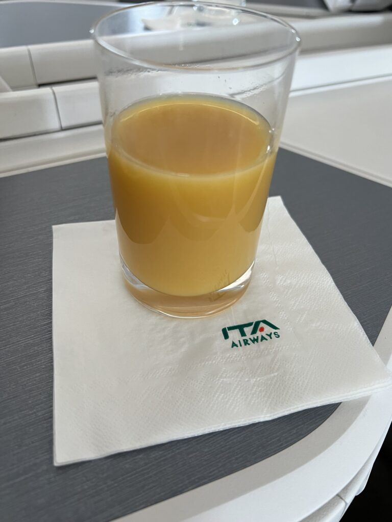 ITA Airways business class welcome drink