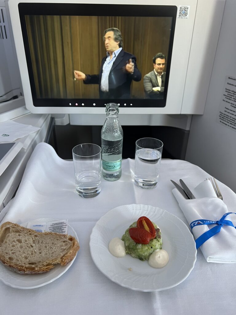 ITA Airways business class welcome meal